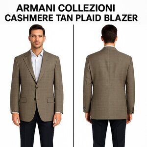 Armani Collezioni Tan Plaid Blazer Size 42R